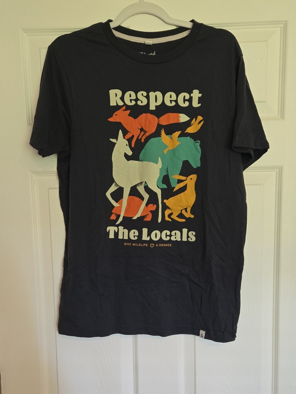 Respect The Locals Graphic Tee - Navy with Multicolor Wildlife Print Medium